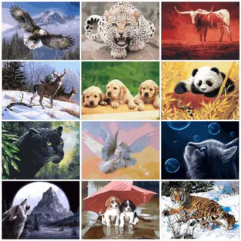 

Animals Oil Painting By Numbers For Adults Paint By Number Canvas Painting Kits 50x40cm DIY Gift Home Decoration Wall Art