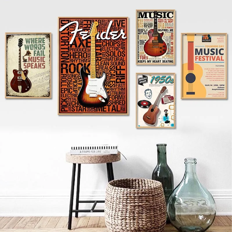 

New Custom Guitar Music Poster Canvas Poster 30X40cm,40X60cm Art Home Decoration Wall Poster Print Fashion