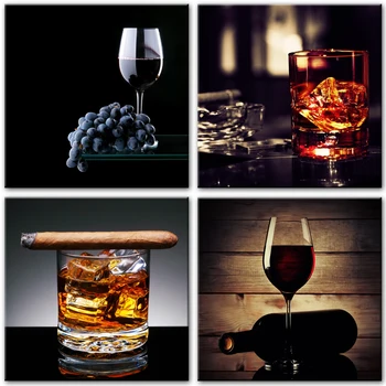 

4 pcs Modern Cigar And Whiskey DIY diamond painting, crystal cross stitch,diamond embroidery,full square round drills FS271