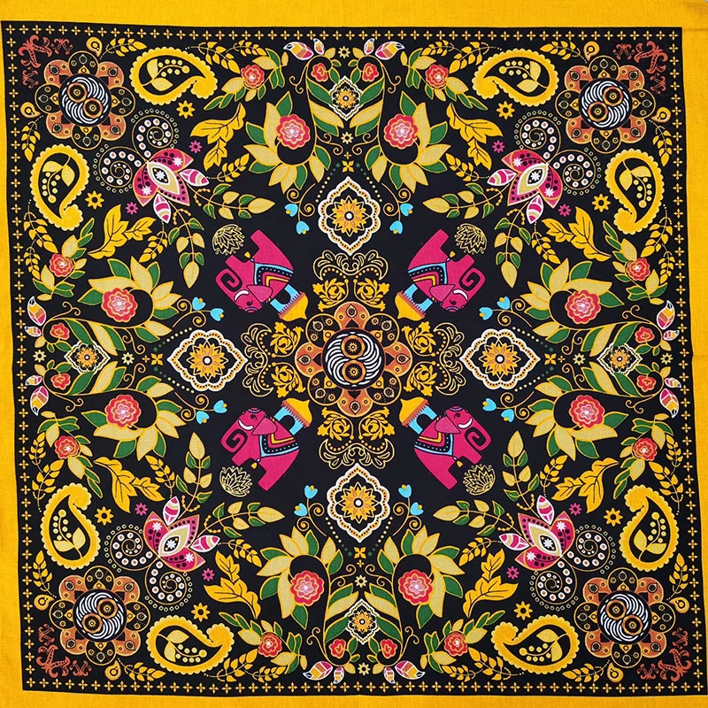 Wholesale Fashion Lady Beautiful Flower Cotton Bandana Square Scarf Headband Paisley Gifts For Women/Girls 5