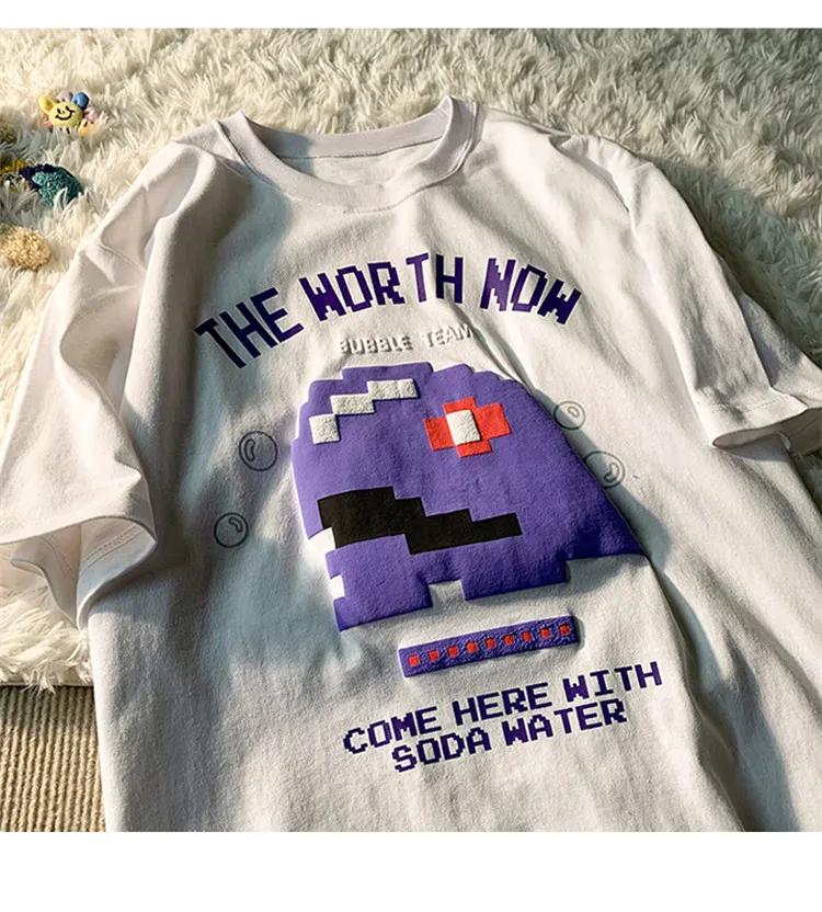 Cute Little Dinosaur Pattern Printed T-Shirt Summer Loose Large Size Multi-Color Cartoons Japanese Tops Y2k Casual Cotton Tees Cute Little Dinosaur Pattern Printed T-Shirt Summer Loose Large Size Multi-Color Cartoons Japanese Tops Y2k Casual Cotton Tees