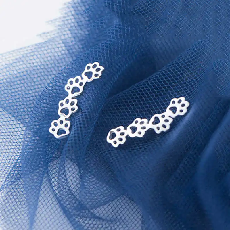 INZATT Real 925 Sterling Silver Hollow Cat claw Stud Earring For Fashion Women Party Cute Fine Jewelry MInimalist Accessories - Image 3