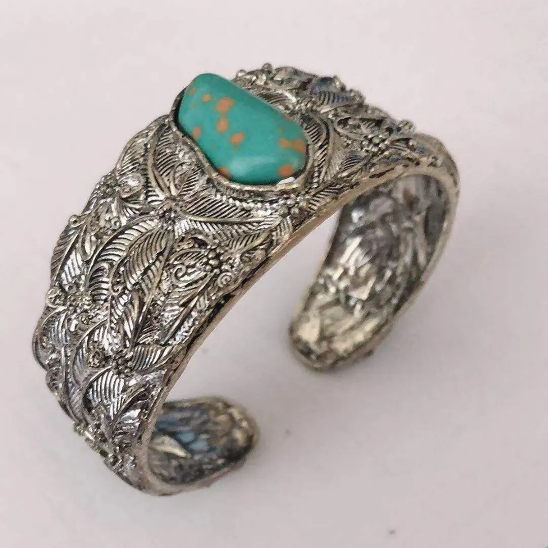Vintage Natural Open Bangle Bracelet For Women Charm Butterfly Bracelet Men Cuff Silver Bracelet Ethnic Jewelry Shellhard