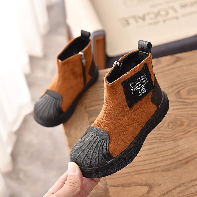 

Girls' Boots Winter Short Boots 2018 New Style British Style plus Velvet Children Shell Head Sports Warm Cotton Boots Men's