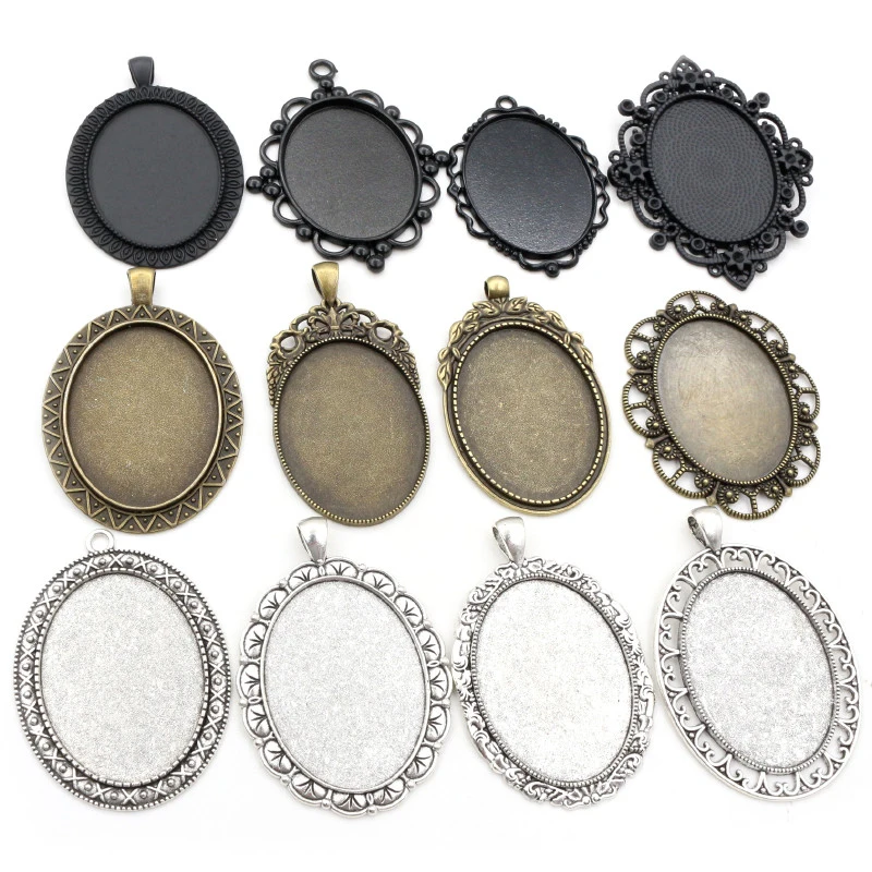 New Fashion 5pcs 30x40mm Inner Size 5 Colors Plated Flowers Style Cabochon Base Setting Charms Pendant | Украшения и аксессуары