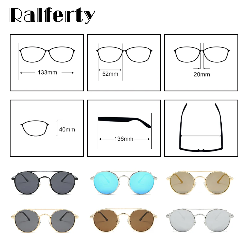 Ralferty, 2 в 1, женские солнцезащитные очки, Круглые, на застежке, очки, Ретро стиль, по рецепту, оптические линзы, оправы для мужчин, zonnebril dames oculos D085