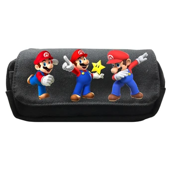 

2019 Cosmetic Black Super Mario Storage Bag School Pencil Case For Boys Anime Kids Large Capacity Make Up Box School Supplies