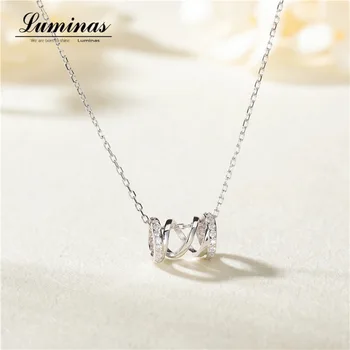 

Luminas authentic 925 sterling silver DIY simple hollow cylindrical necklace ladies natural lucky jewelry pendant charm