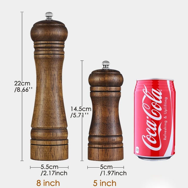 CASASUNCO Classical Salt & Pepper Mill Sets Wooden Salt Pepper Grinder Set  Salt & Pepper Shakers Stylish Pepper Mill- Ceramic Rotater - Refillable 