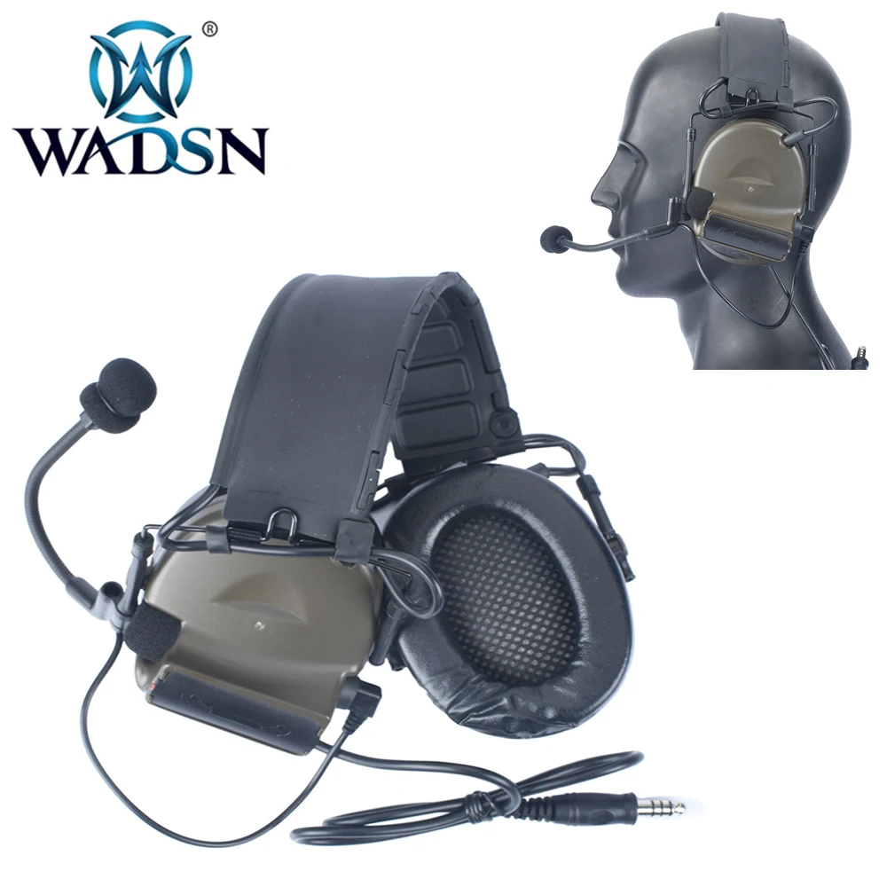

WADSN Comtac II Tactical Headsets For Airsoft No Noise Reduction Peltor Softair Headphones Fit Military Radio Aviation Earphones