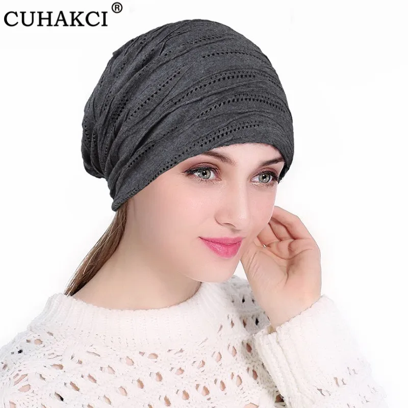 CUHAKCI, хлопковая, облегающая, упругая, полая шапочка, весенняя, однотонная, цветная, Повседневная шапка, осенняя, громоздкая, шапка с черепом, женская шапка