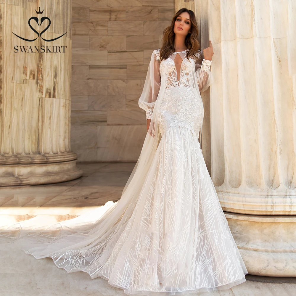 Detachable Long Sleeve Wedding Dress 