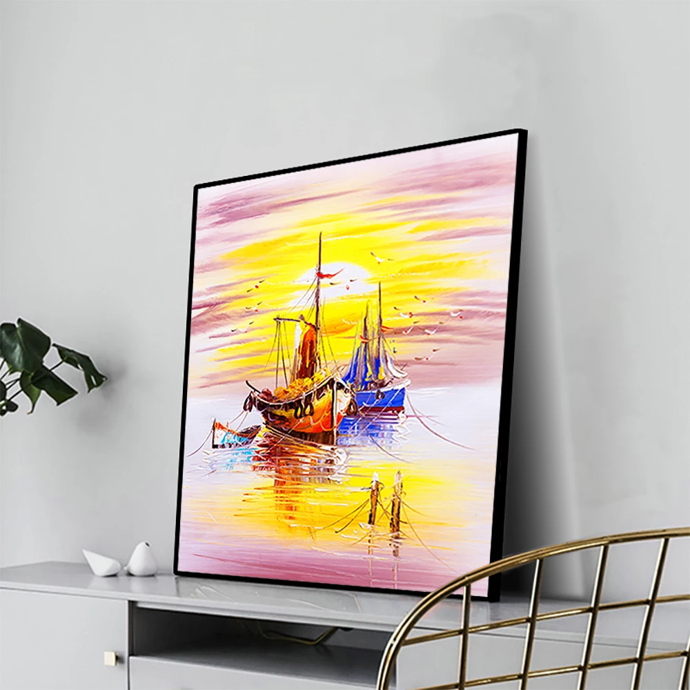 Sea a Sailboat Sunrise Scenery Canvas Painting Calligraphy Poster And Print Home Decor Picture for Living Room Bedroom Bathroom Sea a Sailboat Sunrise Scenery Canvas Painting Calligraphy Poster And Print Home Decor Picture for Living Room Bedroom Bathroom