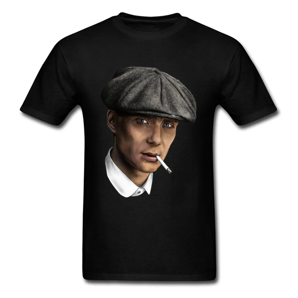 Peaky Blinders Мужская футболка с принтом Hot Smoking круглым вырезом из 100% хлопка коротким