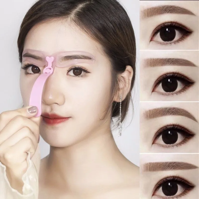 

4 Pcs Brow Stencils Reusable Eyebrow Shaping Defining Stencils Eyebrow Grooming Card Makeup Tools Simple Easy To Operate