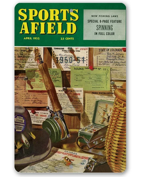 Sports Afield Fishing License Cover Metal Sign 8&quot X 12&quot Use Indoor/outdoor | Дом и сад