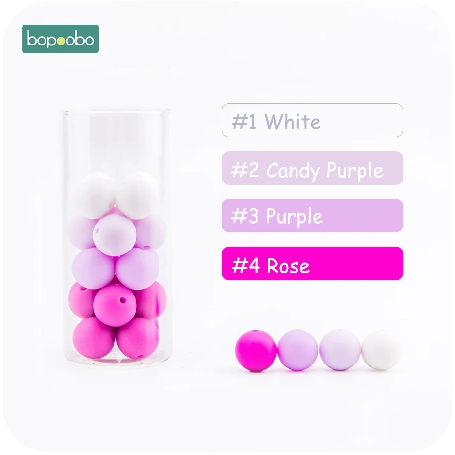 Purple Series Bopoobo, 12 мм, 10 шт., 4-6 месяцев, пищевые материалы, детские силиконовые бусины для ухода за зубами, безопасные и натуральные самодельные Стартовые наборы, экологичные - Цвет: Purple Series