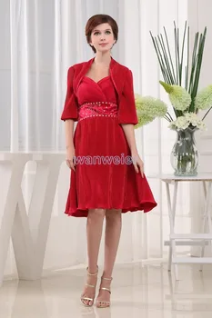 

free shipping new style 2014 brides made dress brides maid dresses red sexy short Mother of the Bride Dresses and jacket