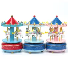 Merry-go-круглые музыкальные шкатулки, игрушка, Геометрическая музыка, украшение детской комнаты, подарки унисекс, Деревянная Рождественская лошадь, карусель, коробка, подарок