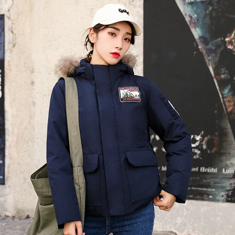 Zhan di ji pu Office Version Winter Women's Thick Short down Jacket Fur Collar Korean-style Slim Fit Large Size down Jacket Wome