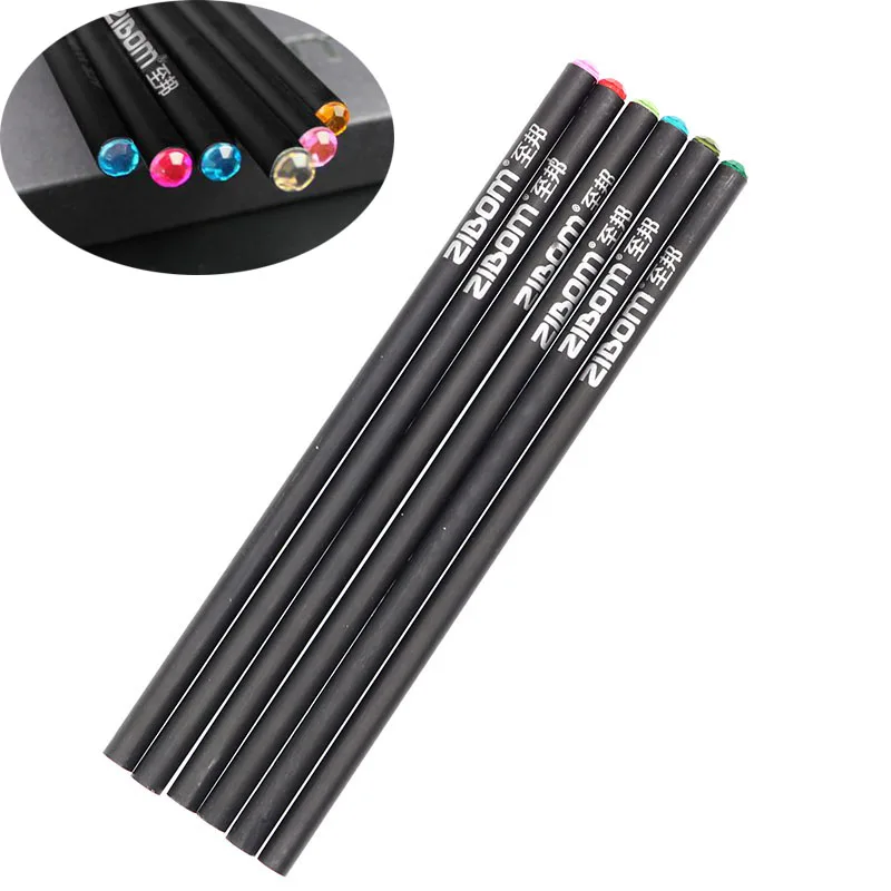 6pcs/Set Of Art Painter Black HB Pencils With Colorful Diamonds Kawaii Drawing School Children Pencil Office Stationery 6pcs/Set Of Art Painter Black HB Pencils With Colorful Diamonds Kawaii Drawing School Children Pencil Office Stationery