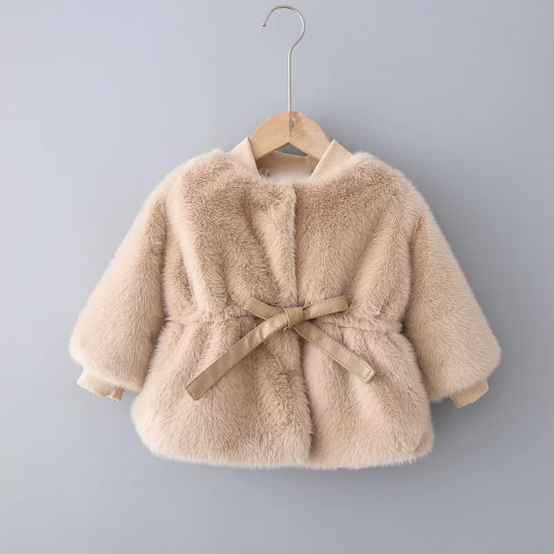 Модное зимнее пальто с длинными рукавами для девочек плотное теплое пальто с искусственным мехом мягкая куртка для маленьких девочек от 2 до 6 лет, верхняя одежда для детей