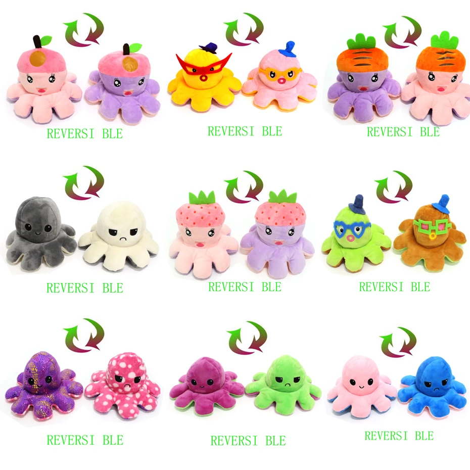 

Reversible Flip octopus Plush Stuffed Toy Soft Animal Home Accessories Cute Animal Doll Children Gifts Baby Companion Plush Toy