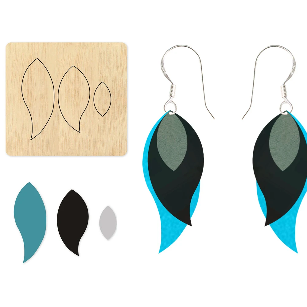

DIY Leaves Drop Earring wooden mold die cut accessories wooden die Regola Acciaio Die Misura