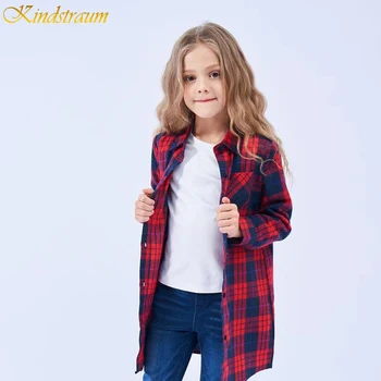 

Kindstraum 2020 New Blouse Long Girls Plaid Shirts High Cotton Children Buttons Clothes Autumn Full Length Wear for Kids,DC177