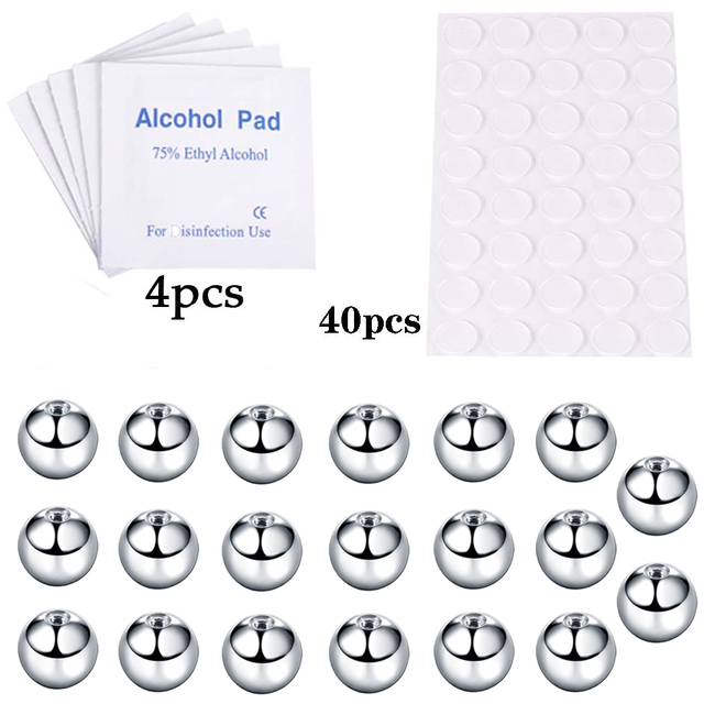 Arrival Fake Lip Ring Stud Fake Nose Ring Eyebow Ring Dimple Sticker Face Piercing Body Jewelry Stainless Steel 20PCs Ball