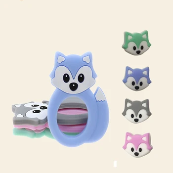 

5Pcs Cute Fox Baby Teether Silicone Beads Teething Tooth Nursing Accessories Chew Toy For Necklace Bracelet Pacifier Chain DIY