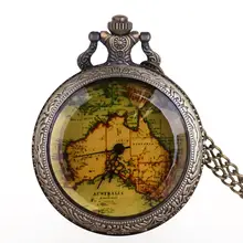 Reloj Vintage de cuarzo con mapa de Estados Unidos reloj con COLLAR COLGANTE antiguo reloj regalos