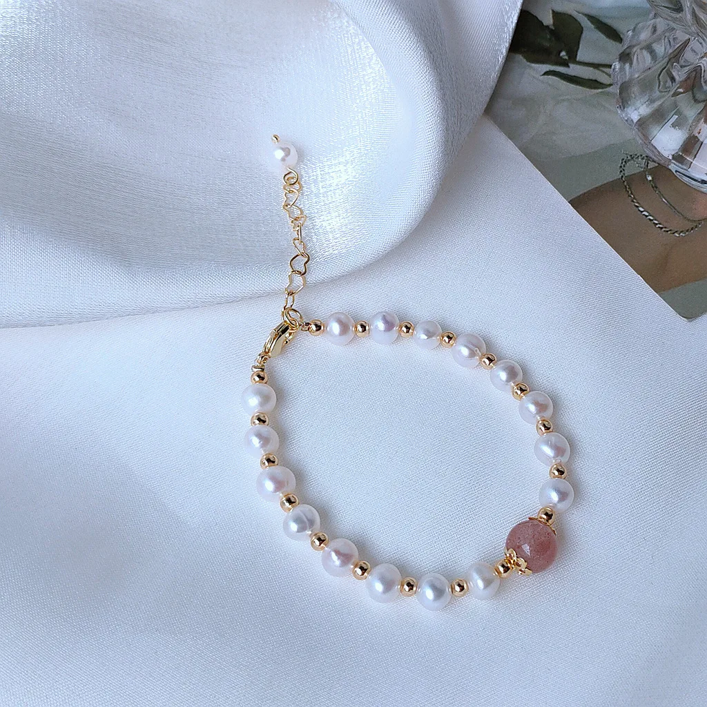 

Bright Natural Freshwater Pearls Handmade Bracelets High Grade Sense Fashion Light Hand Jewelry Ornament