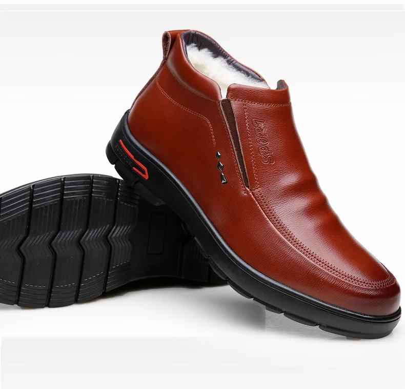 JX827/Мужская обувь; коллекция года; зимние теплые высокие ботинки; Мужская обувь из натуральной кожи; шерсть; зимние ботинки с подкладкой из овчины; zapatos de hombre