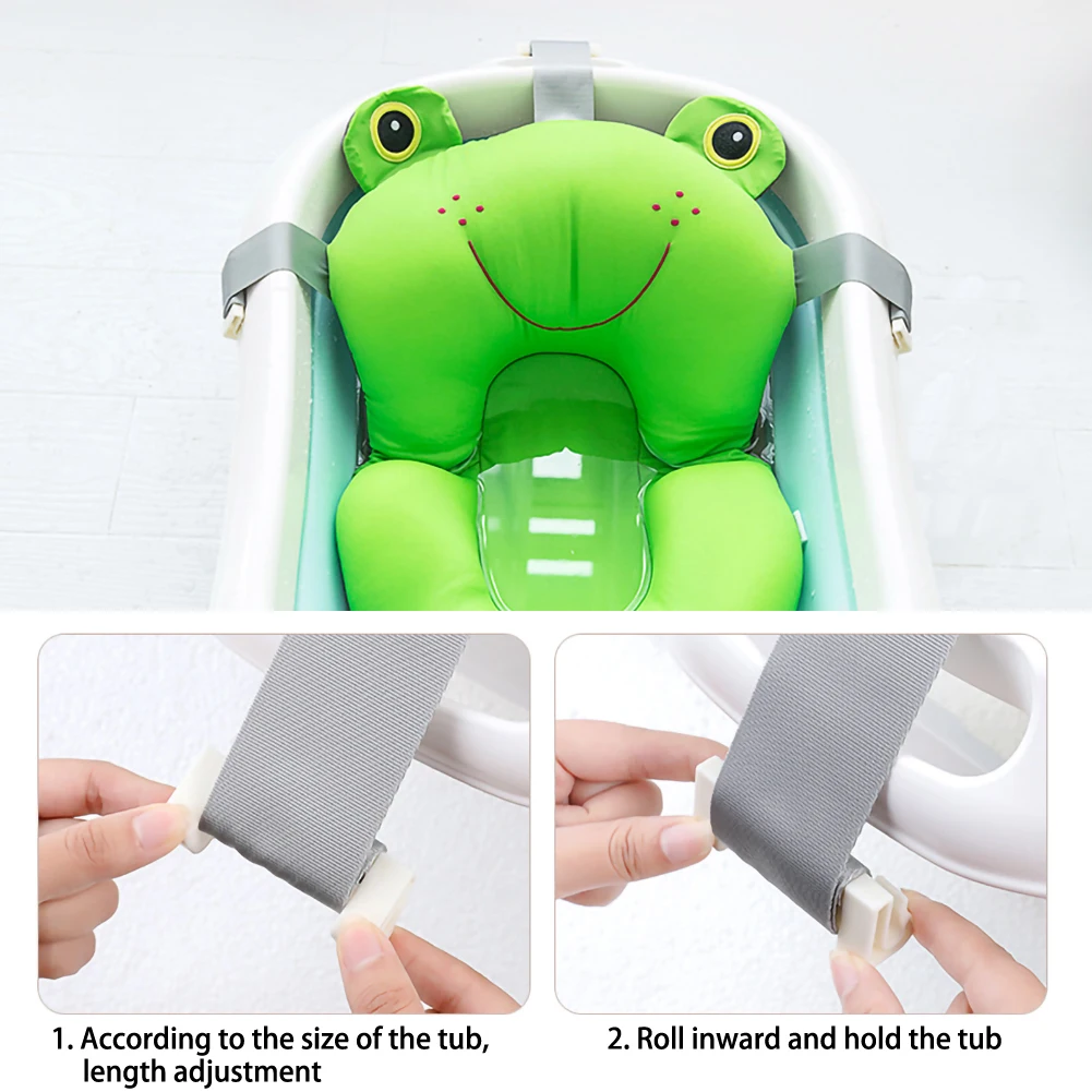 Baby Bath Seat Support Mat Foldable Baby Bath Tub Pad & Chair Newborn Bathtub Pillow Infant Anti-Slip Soft Comfort Body Cushion