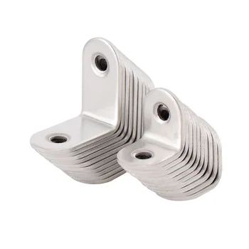 

10 Pcs 20mm x 20mm Stainless Steel Corner Code L Type Code Round End 90 Degree Corner Bracket Thick Reinforced Angle