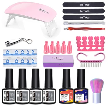 

LEMOOC Nail Gel Polish Set Soak Off Tools With UV LED Curing Lamp Nail Dryer Manicuring Tools Base Top Coat Gel Varnishes