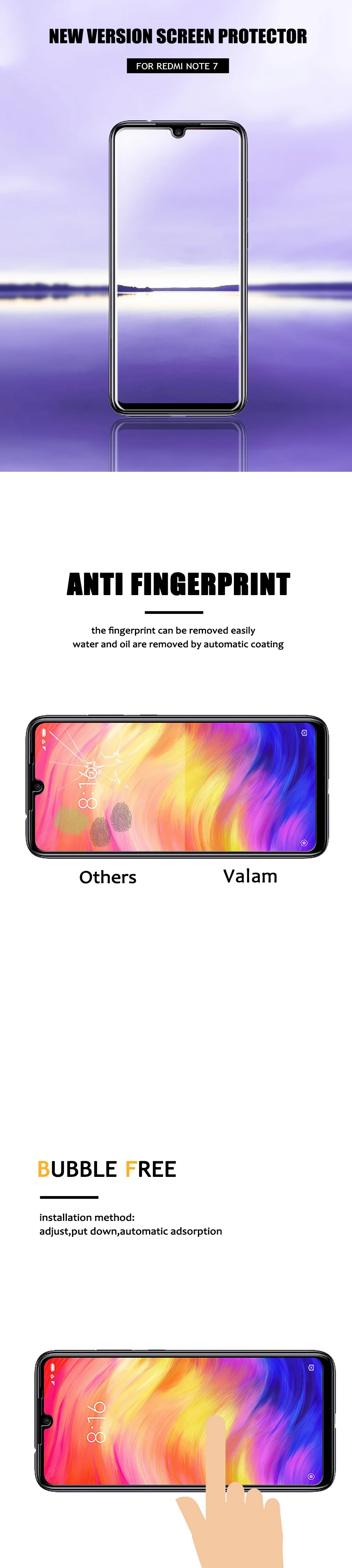 Защитная пленка из закаленного стекла VALAM для Xiaomi redmi Note 7 Pro redmi 7 7A, Защитное стекло для всего корпуса redmi 7a Note7 Pro glass