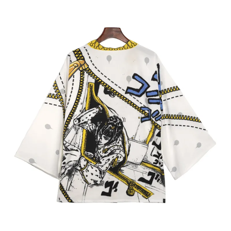 JOJO's Bizarre Adventure Golden Wind Giorno Bruno Cosplay Daily Yukata Kimono Cloak Haori Cardigan Coat Student Sleepwear Tops