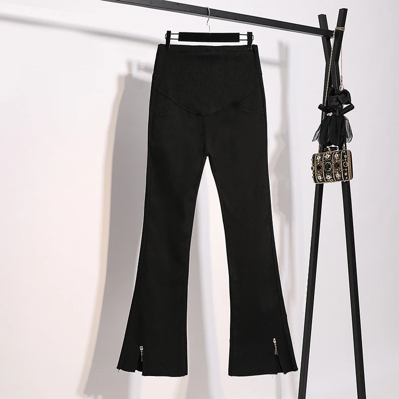 

Spring Autumn Black Maternity Pants High Waist Stomach Lift Trumpet Pant Pregnancy Pants Tight Clothes for Pregnant Women