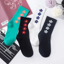 Женские носки, забавные мультяшные носки с маленькими цветками, цветные носки в стиле хип-хоп, Харадзюку, уличные мужские повседневные хлопковые носки для катания на коньках