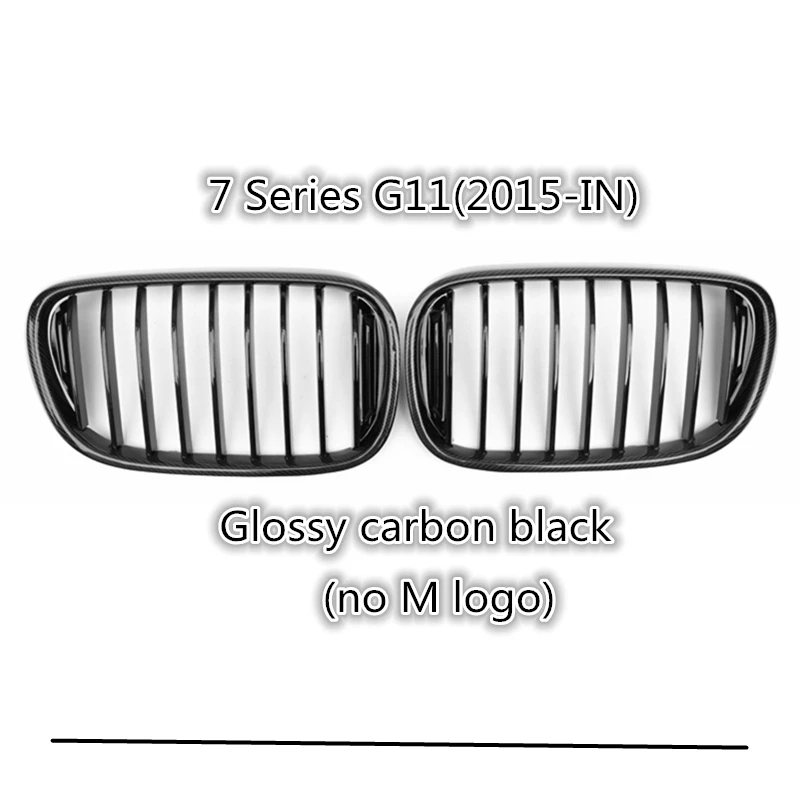 Пара G11 Однолинейный углеродное волокно глянцевая/матовая Передняя решетка для BMW 7 серии G11 G12 730i 740i ABS M цветная сетка решетка для почек - Цвет: Gloss carbon 1-slat