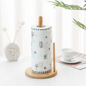 

Kitchen Roll Paper Holder Towel Rack Bathroom Bamboo Wooden Paper Stand Gold Silver Tissue Napkins Rack Home Table Decor