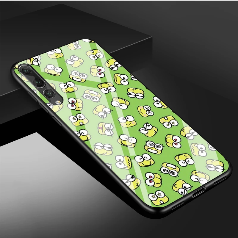 pu case for huawei Dễ Thương Ếch Xanh Keroppi DIY Cao Cấp Kính Cường Lực Điện Thoại Ốp Lưng Cho Huawei P20 P30 P40 Lite PRO Giao Phối 20 30 lite Pro Vỏ cute phone cases huawei Cases For Huawei