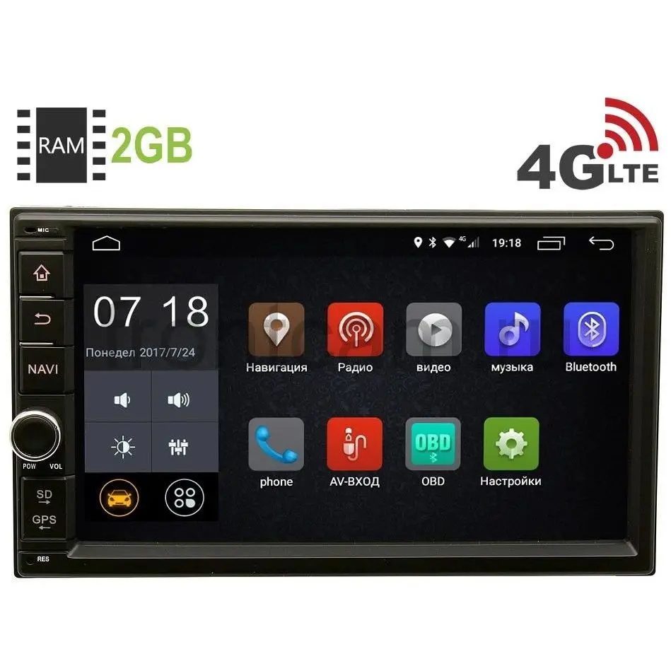 Универсальная магнитола 2 DIN LeTrun 1968 Android 6(4G LTE