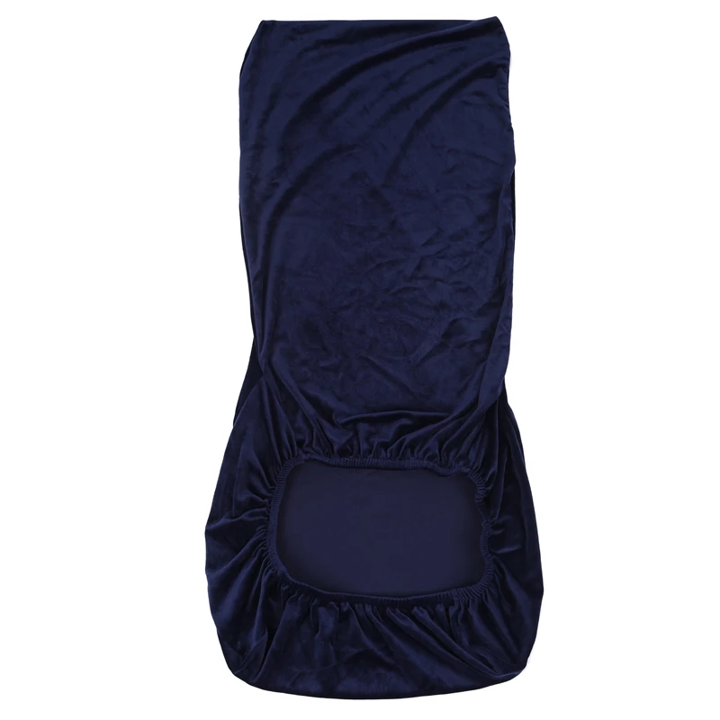 Stretch Fox Velvet Fabric Dining Room Wedding Kitchen Home Short Chair Seat Covers Navy Blue | Дом и сад