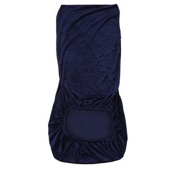 

Stretch Fox Velvet Fabric Dining Room Wedding Kitchen Home Short Chair Seat Covers, Navy Blue