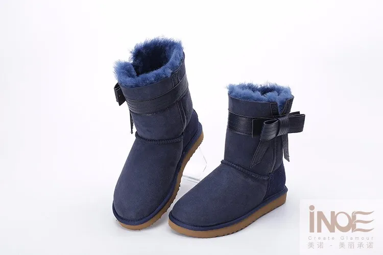 INOE сапоги женские натуральная овечья кожа натуральный мех замшевые зимние ботинки для женщин на плоской подошве зимняя обувь без каблука удобные женские повседневные полуботинки сапоги нескользящие темно-синий 35-42