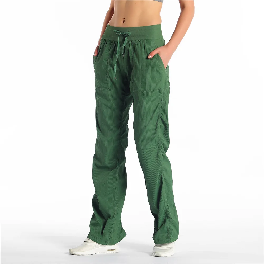 Lulu стиль свободные штаны для йоги широкие лямки спортивные Леггинсы с карманом для фитнеса штаны для бега одежда для тренировок на открытом воздухе - Цвет: 1004-Green