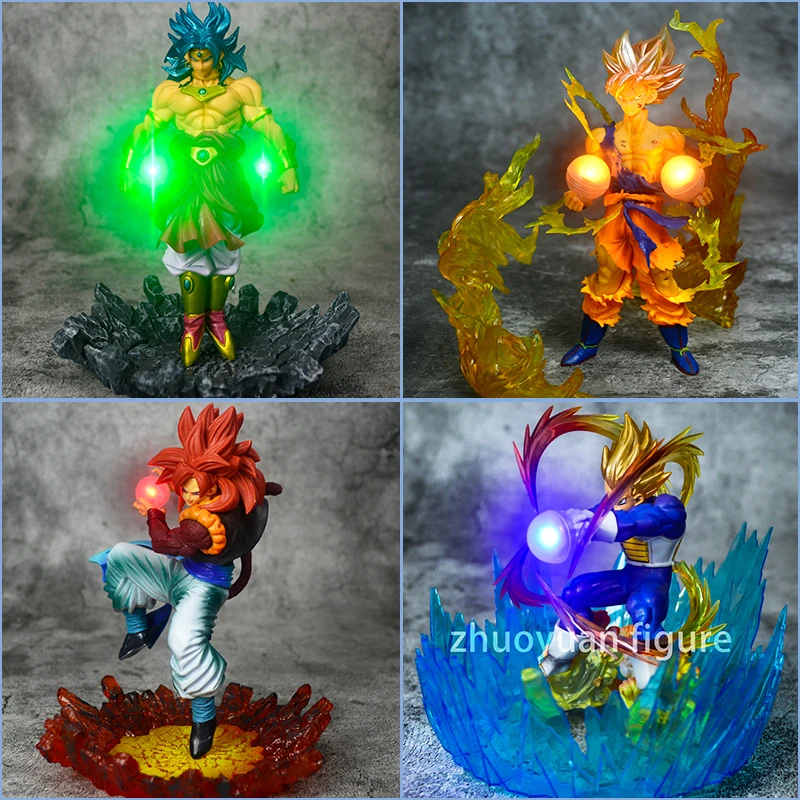 4 стиля Dragon Ball Z Vegeta Son Goku Broly Gogeta Супер Saiyan фигурка светодиодная Фигурка Diy ночной